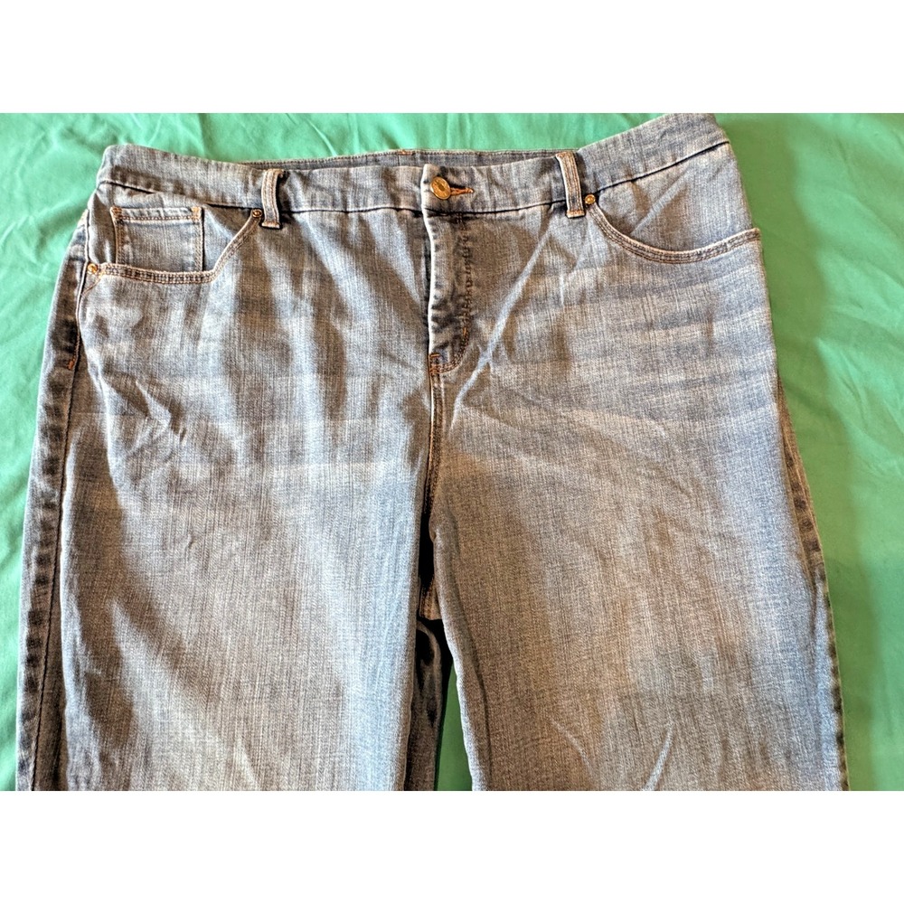 Chico's So Slimming Girlfriend Slim Leg Ankle Jeans 3 XL Embroidered Beaded - Picture 5 of 11